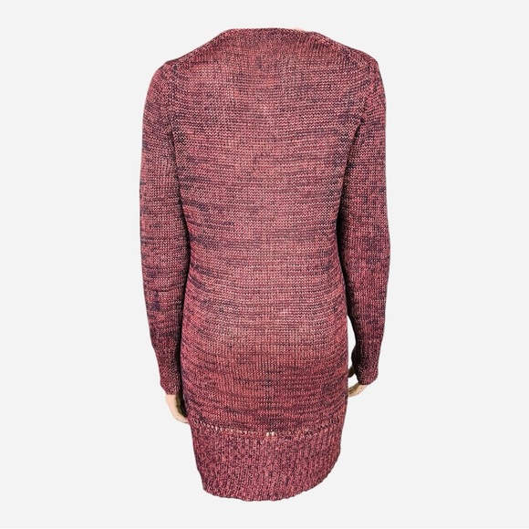 Poetry Linen and Baby Alpaca Blend Long Cardigan in Warm Red Clay Earth Tone - Picture 3 of 9